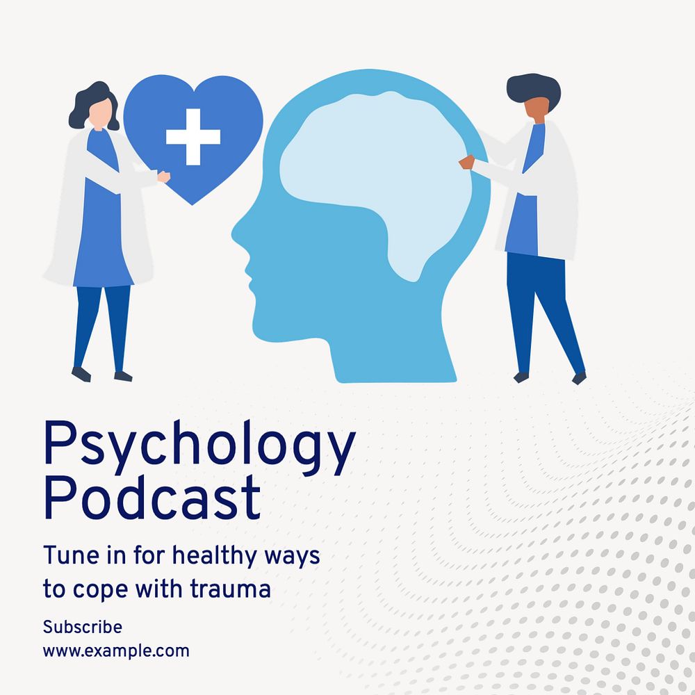 Psychology podcast Instagram post template, editable text