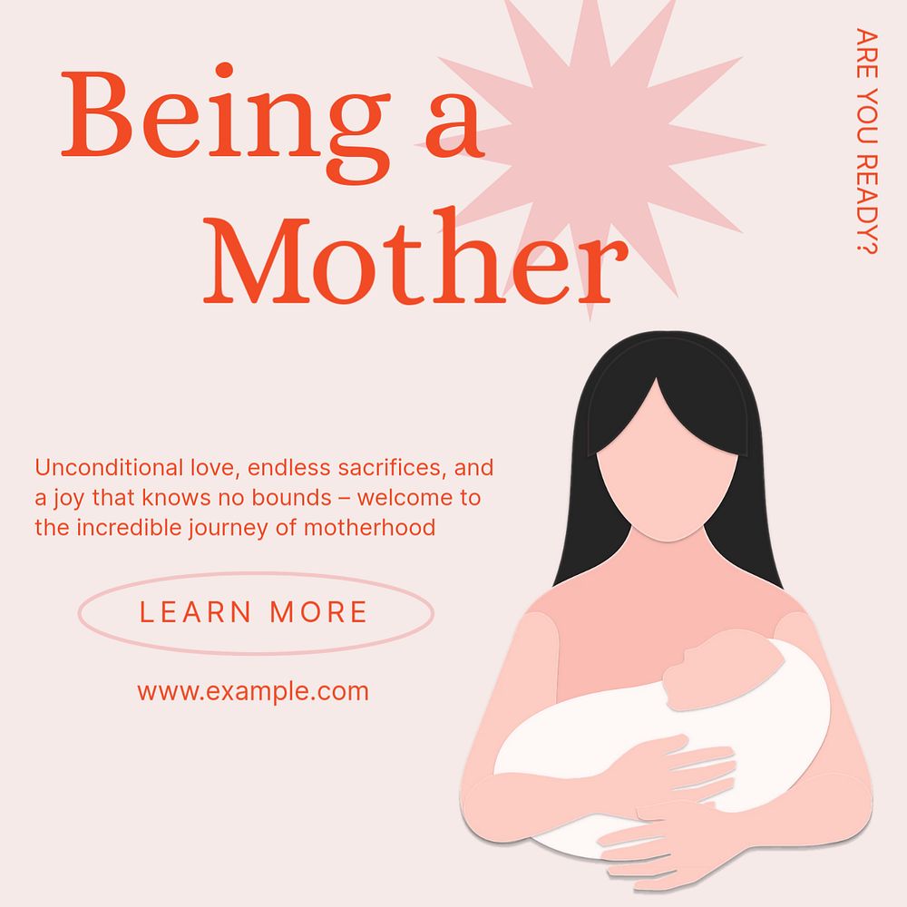 Being a mother  Instagram post template, editable text