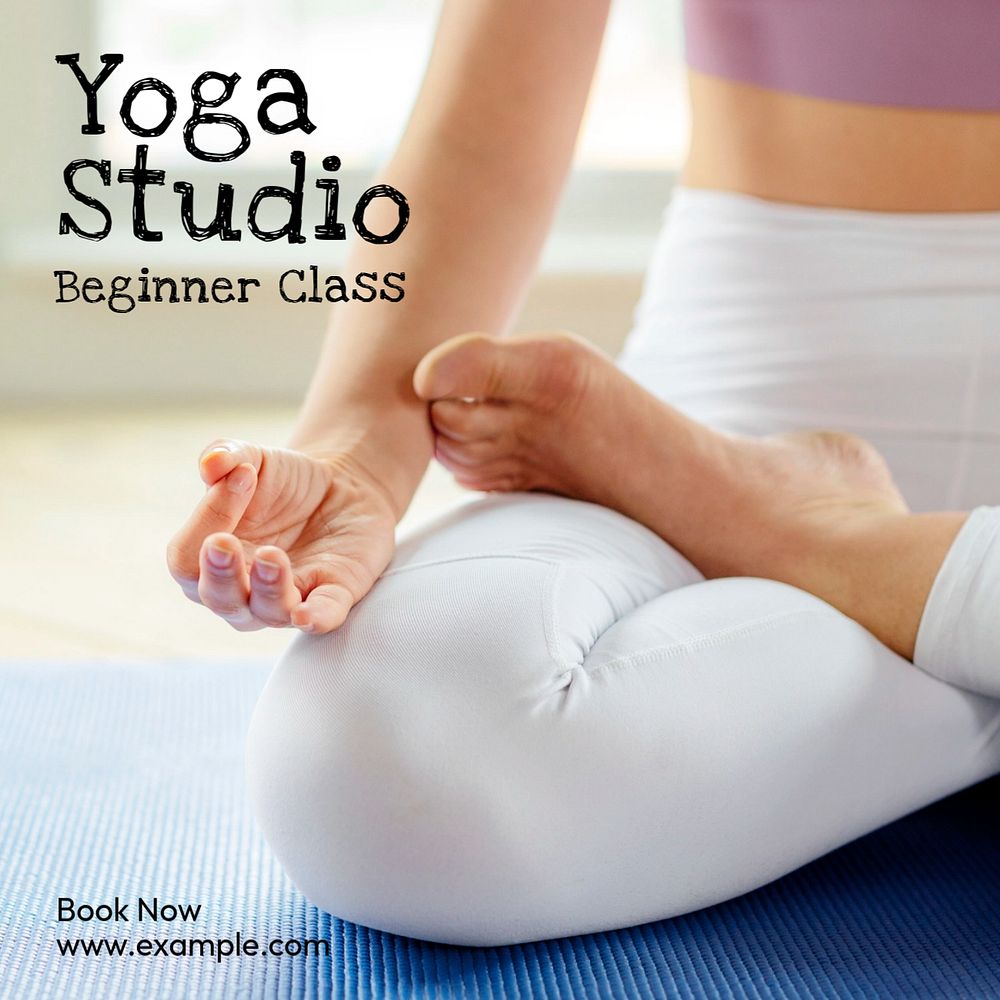 Yoga class advertisement  Instagram post template, editable text