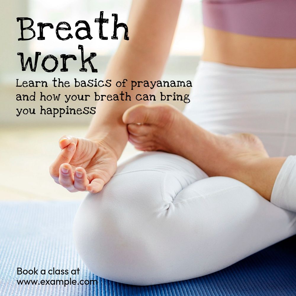 Breathwork exercise  Instagram post template, editable text