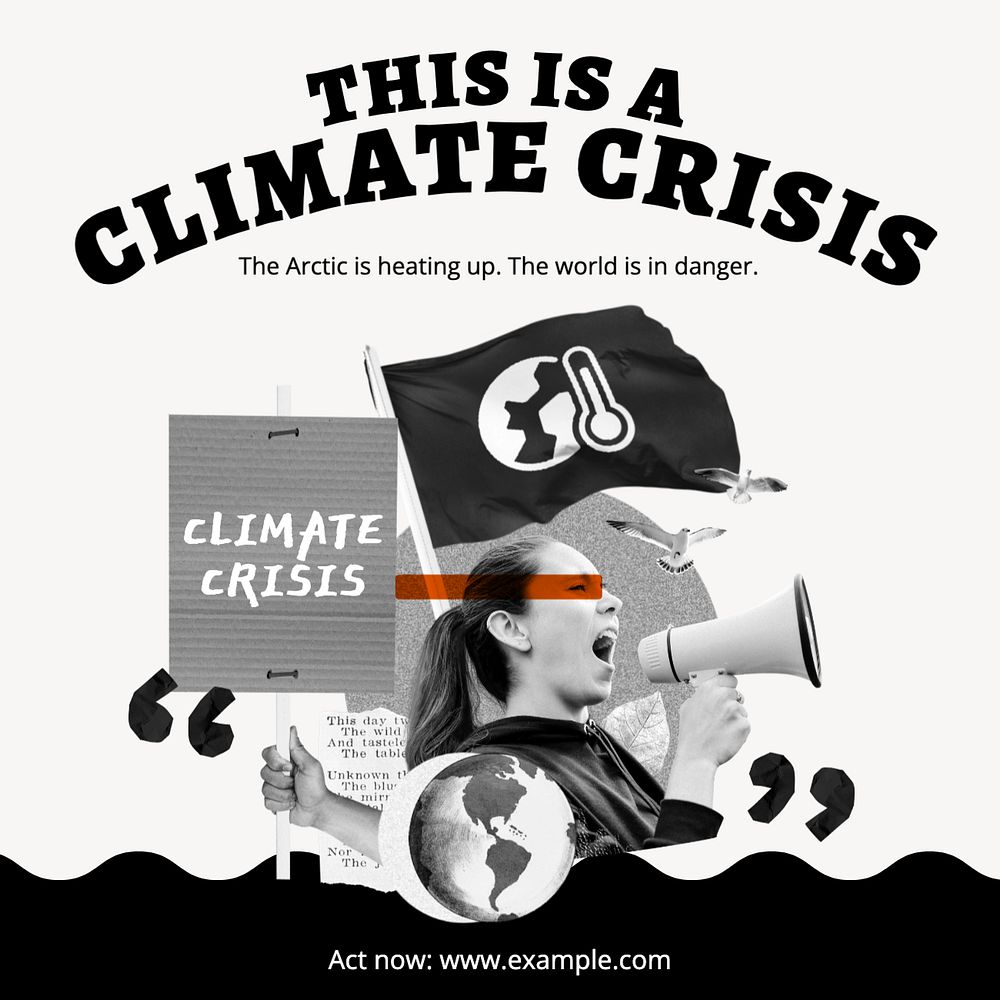 Climate crisis Instagram post template, editable text