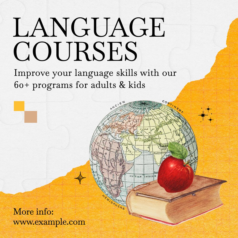 Language courses Instagram post template