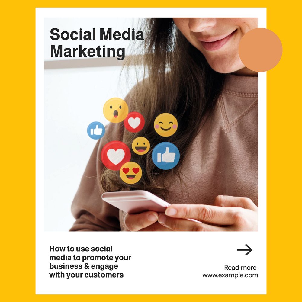 Social media marketing Instagram post template, editable text