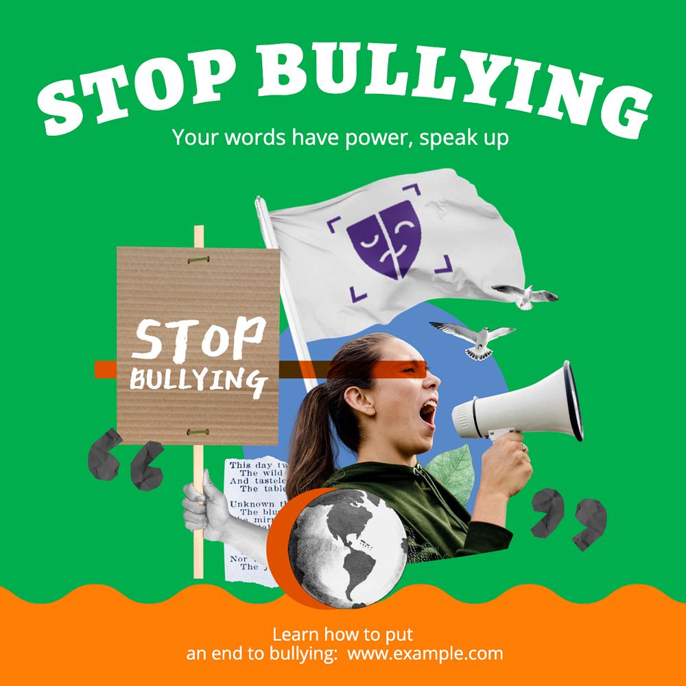 Stop bullying Instagram post template, editable text