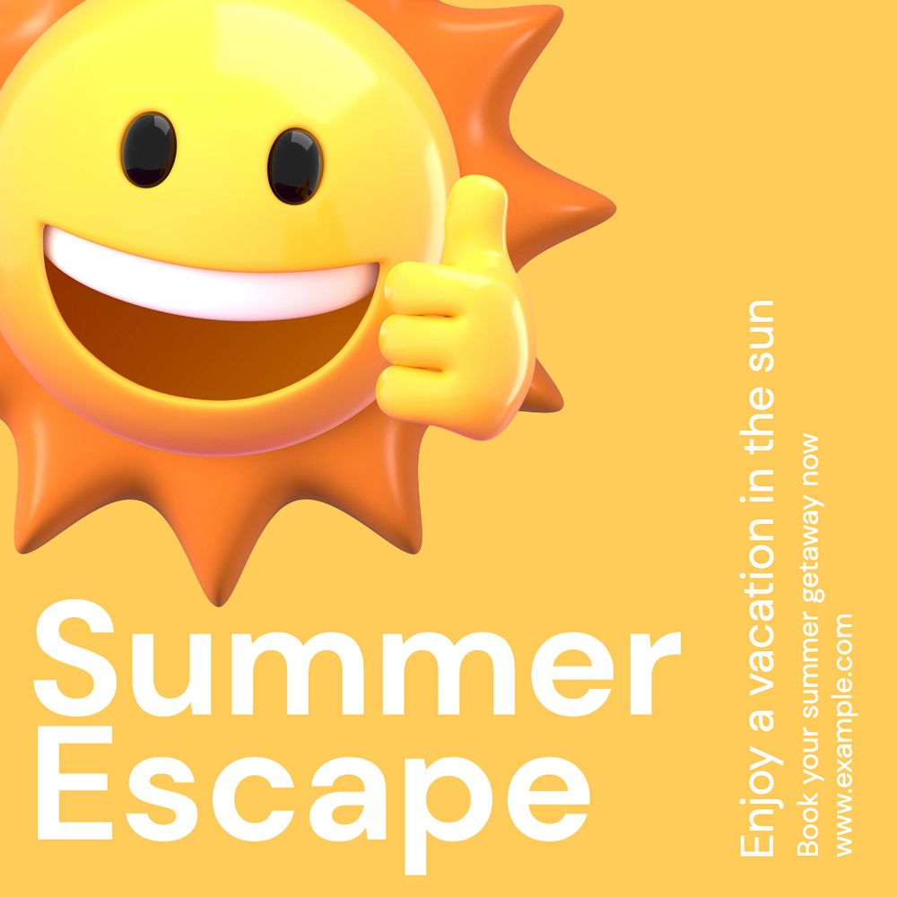 Summer escape Instagram post template, editable text