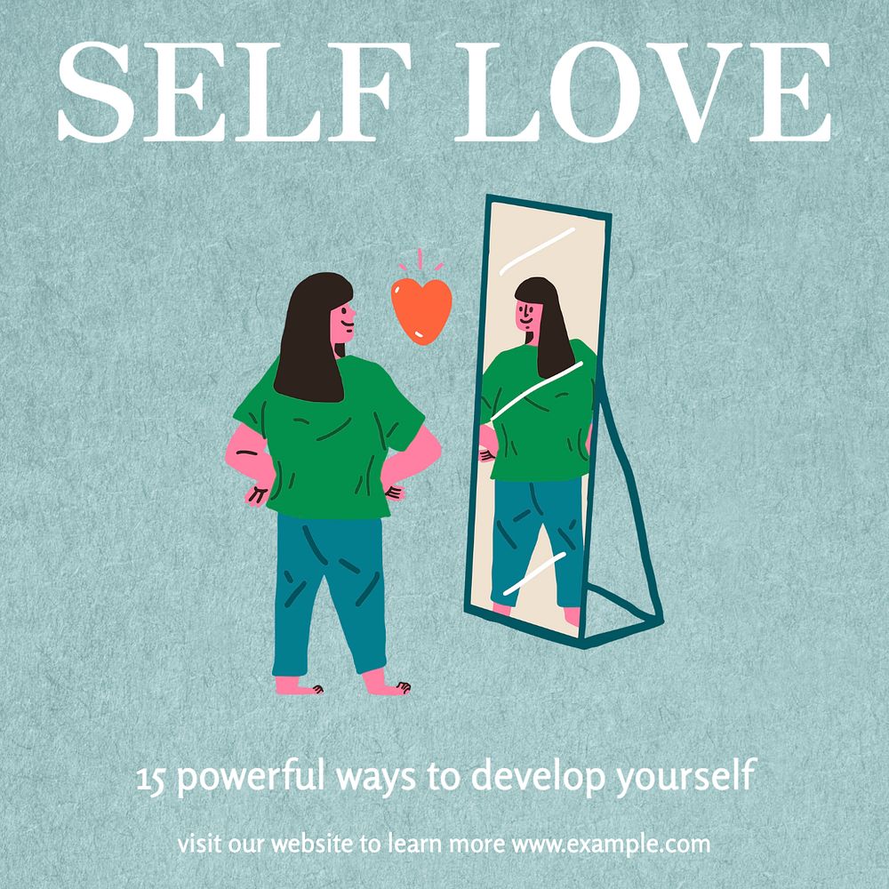 Self love Instagram post template, editable text