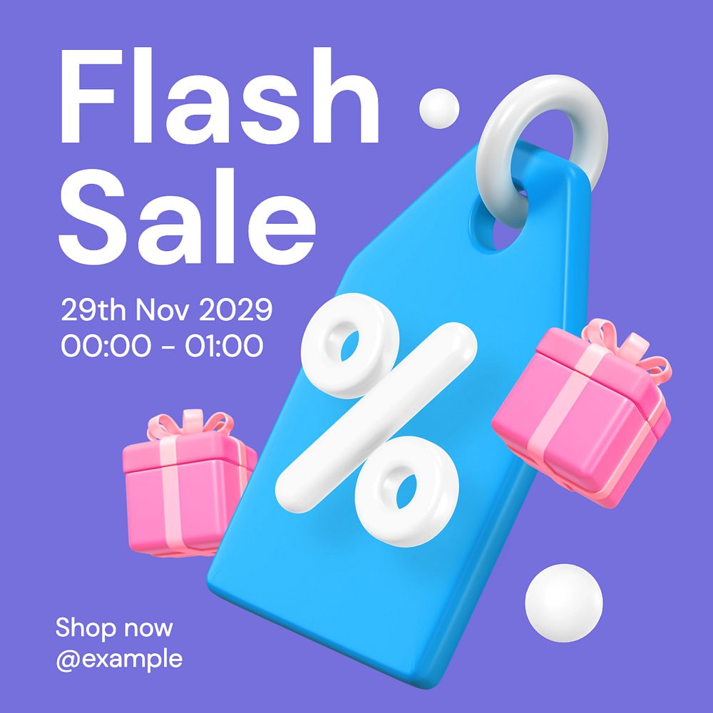 Flash sale Instagram post template, editable text