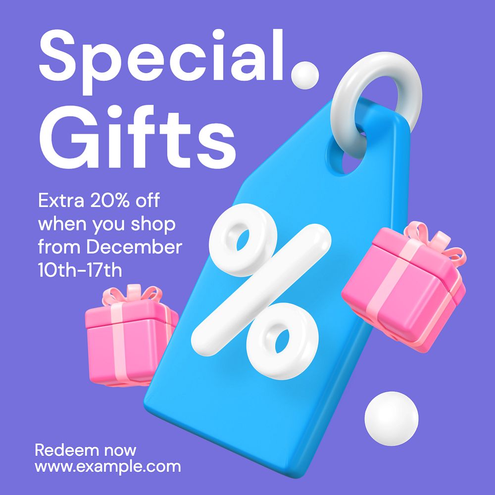 Special gifts Instagram post template, editable text