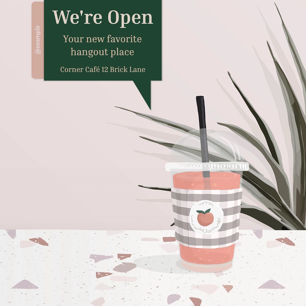 We're open Instagram post template, editable text