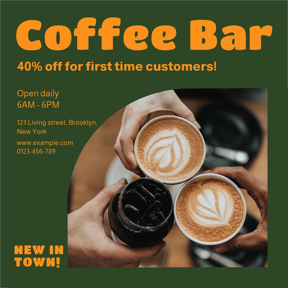 coffee cafe  Instagram post template, editable text