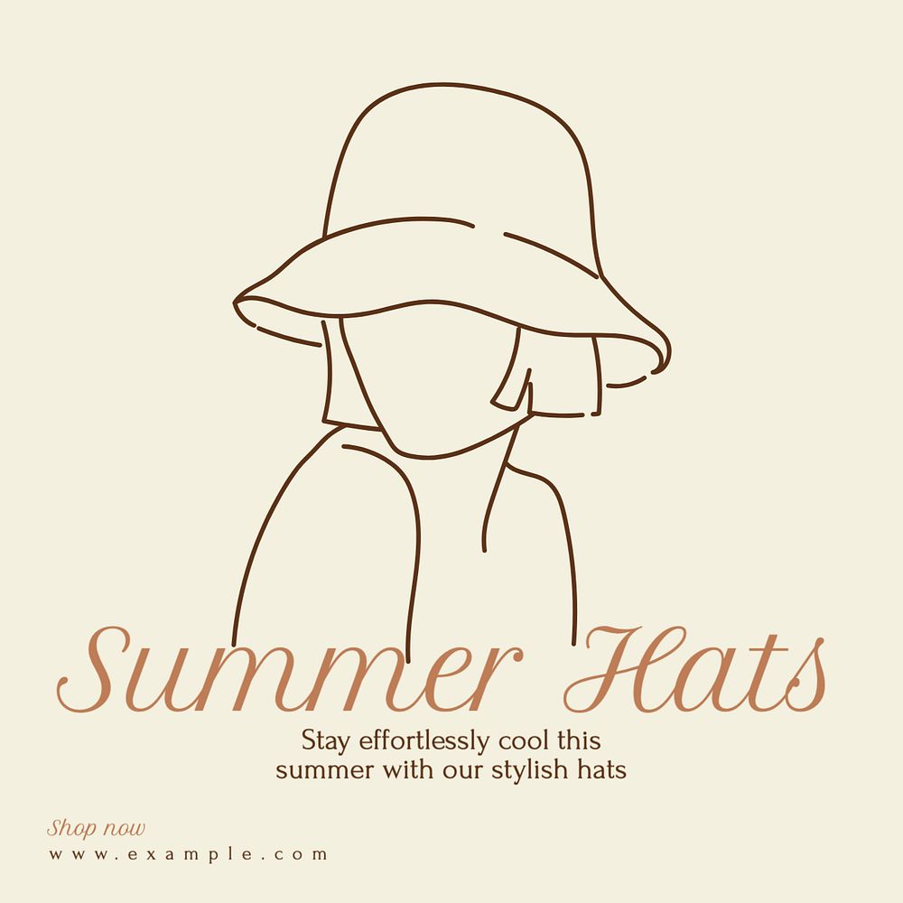 Summer hats Instagram post template, editable text