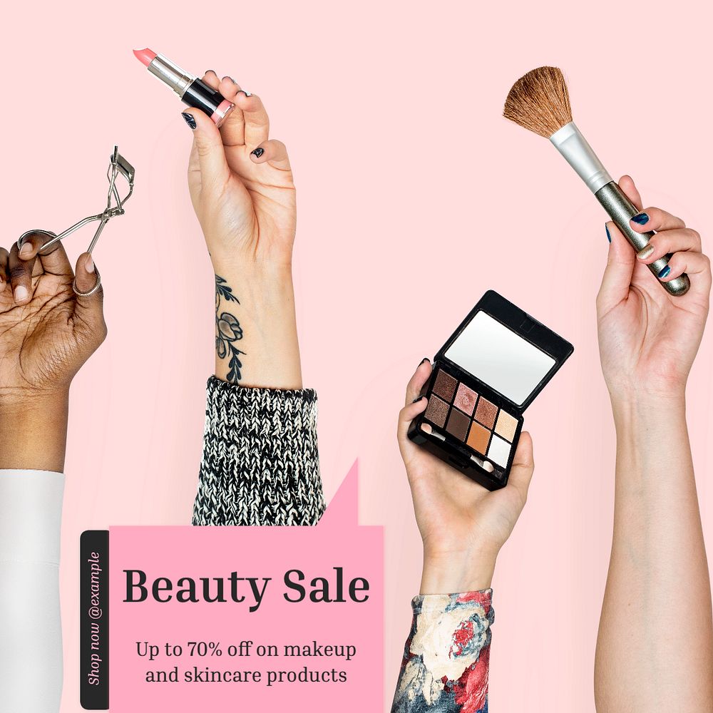 Beauty sale Instagram post template, editable text