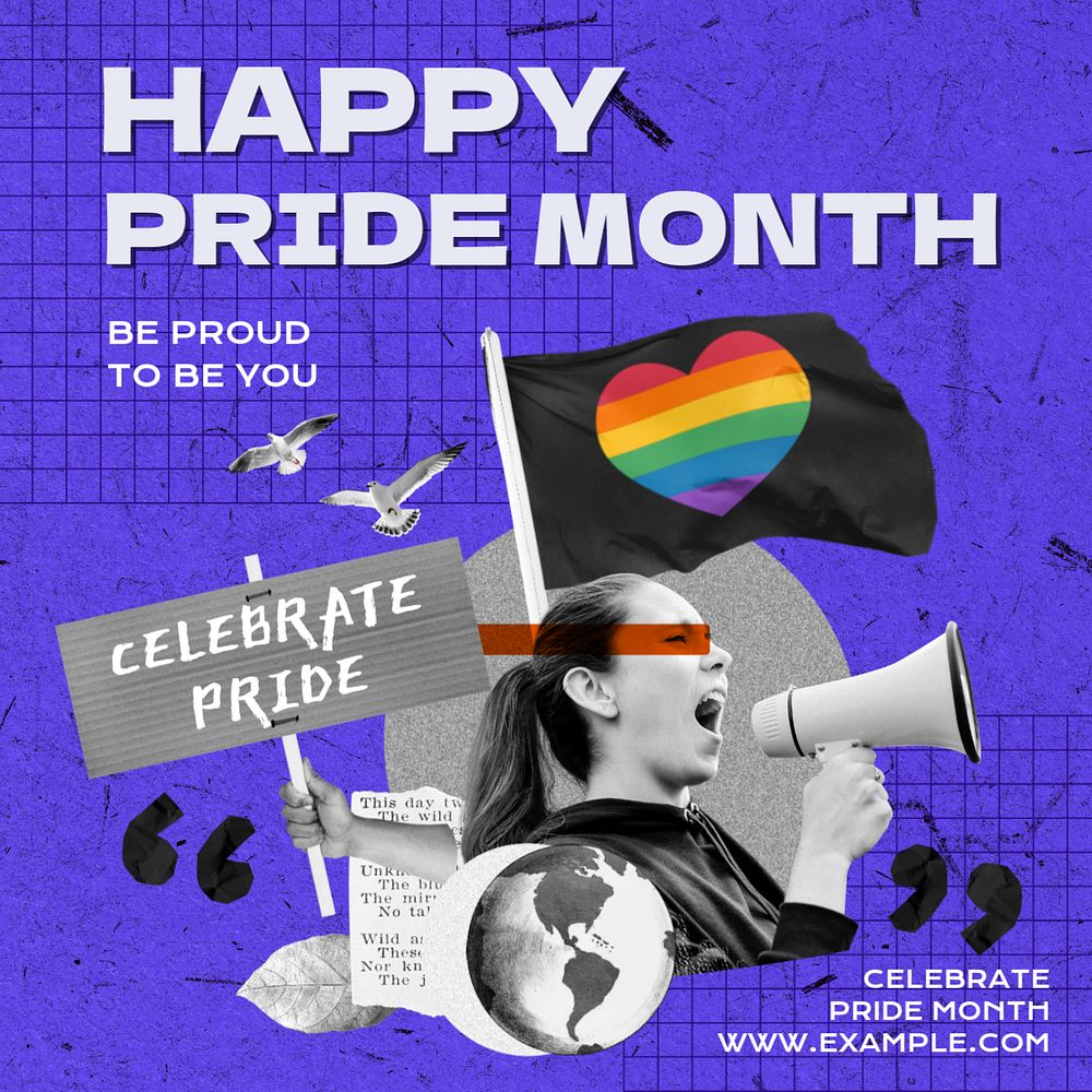 Happy pride month Instagram post template, editable text