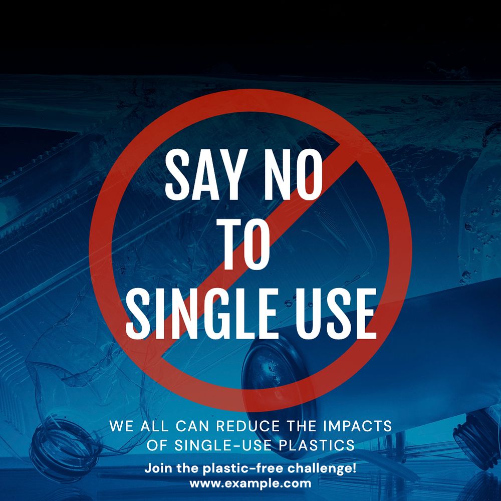 Single use plastic Instagram post template, editable text