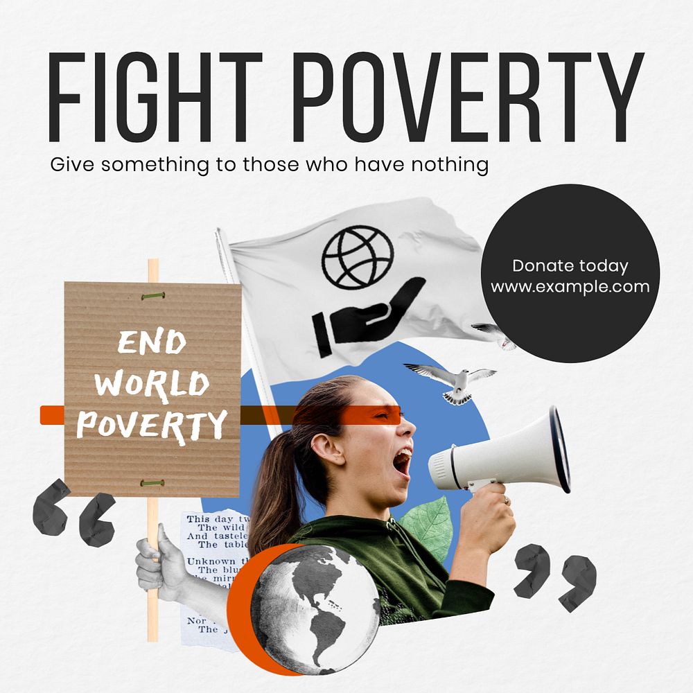 Fight poverty Instagram post template, editable text