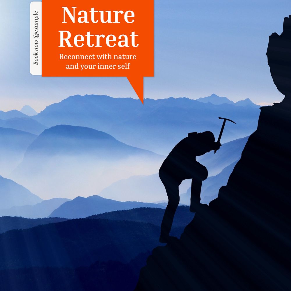 Nature retreat Instagram post template, editable text