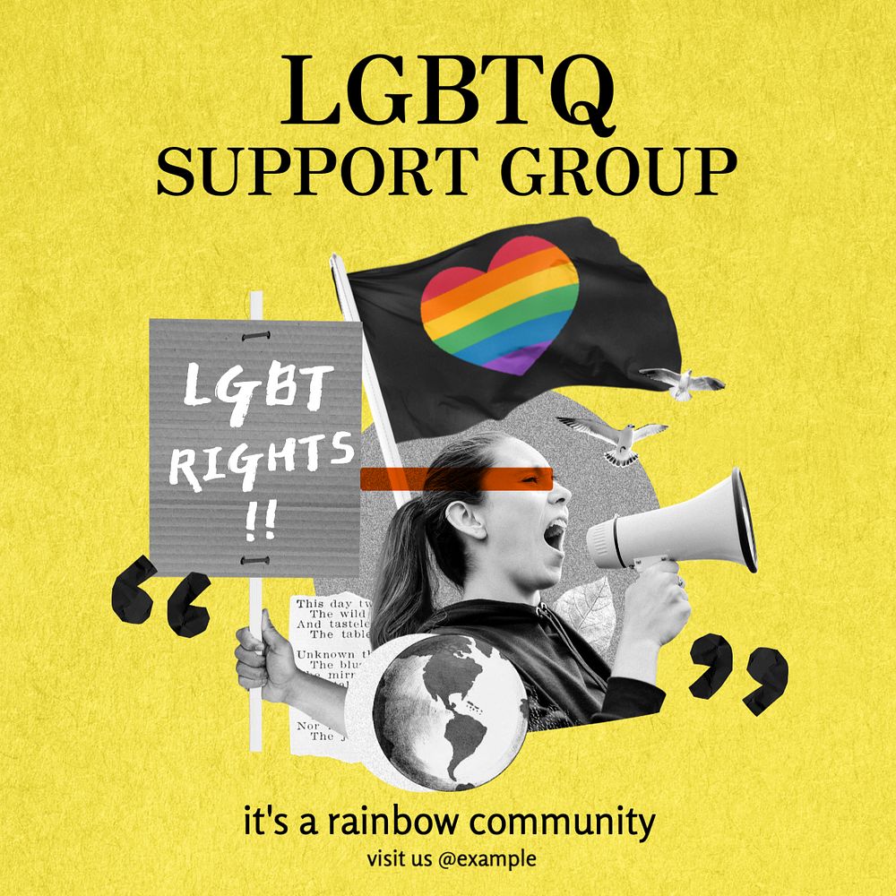 LGBTQ support group Instagram post template, editable text