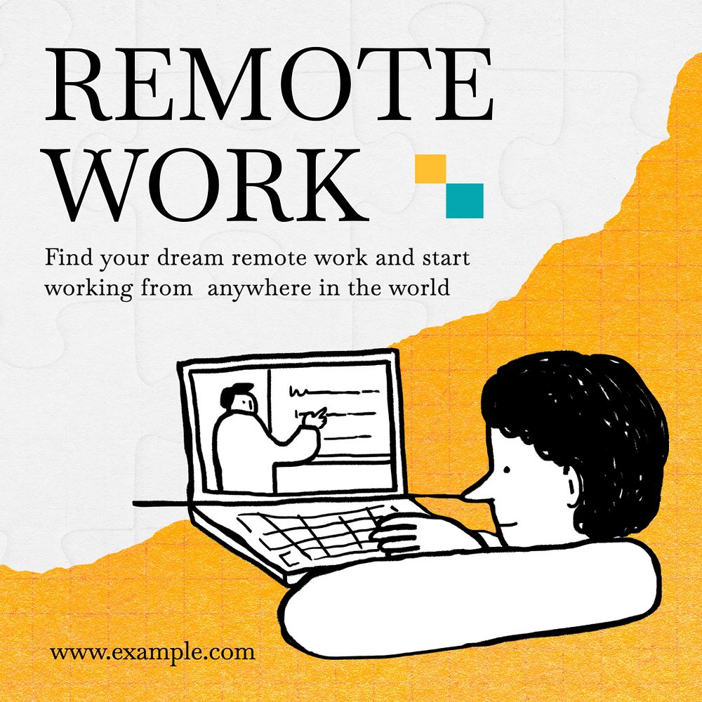 Remote work Instagram post template, editable text