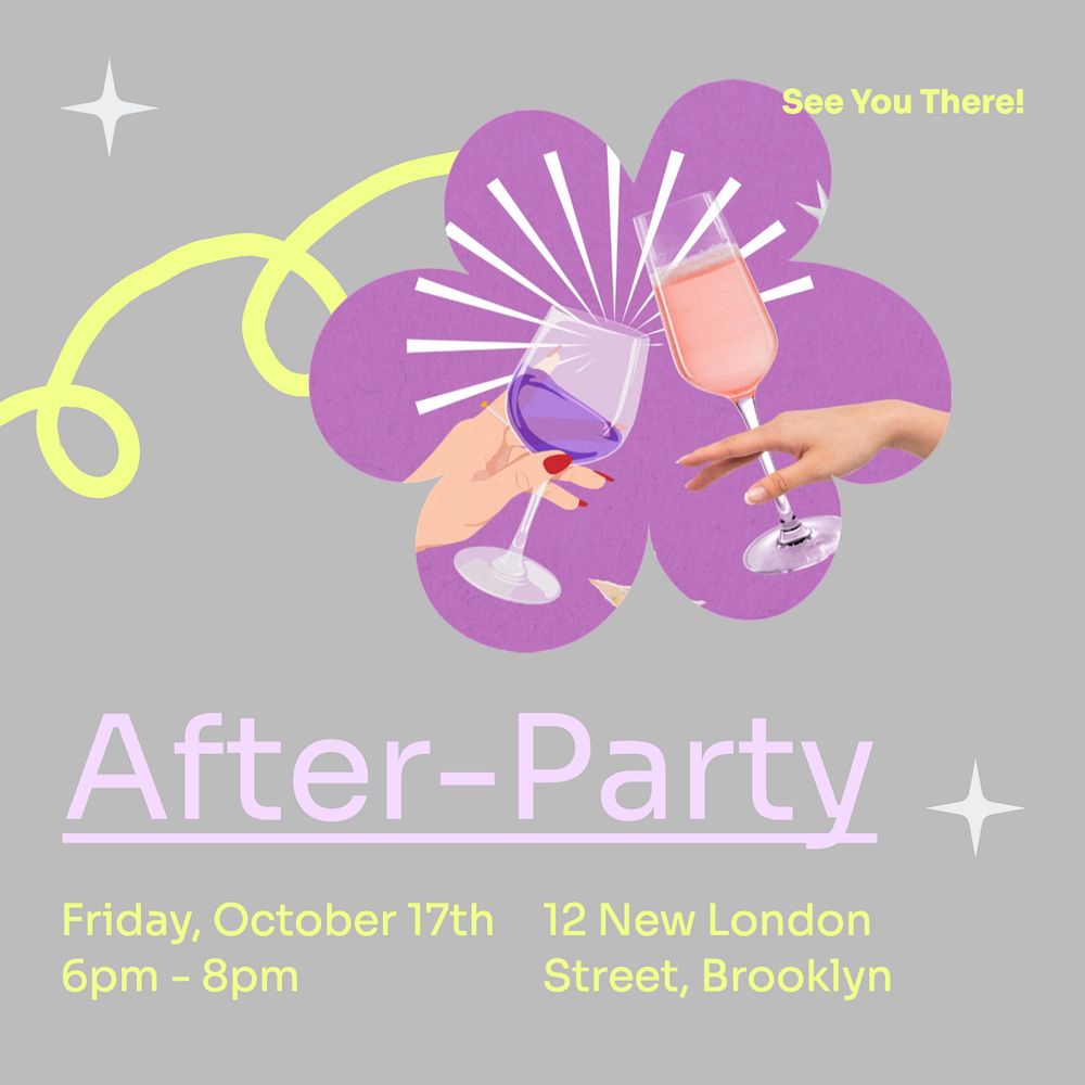 After-party Instagram post template, editable text