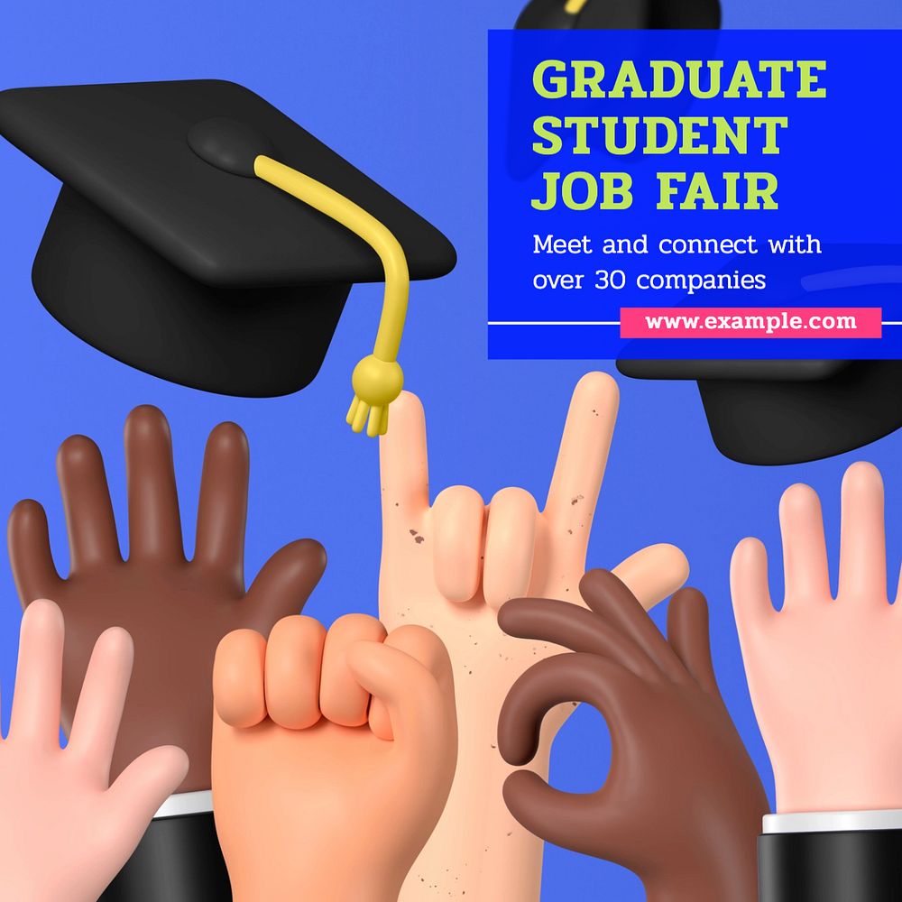 Graduate student job fair Instagram post template, editable text