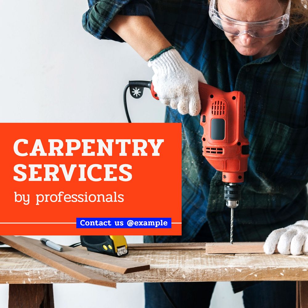 Carpentry services Instagram post template, editable text