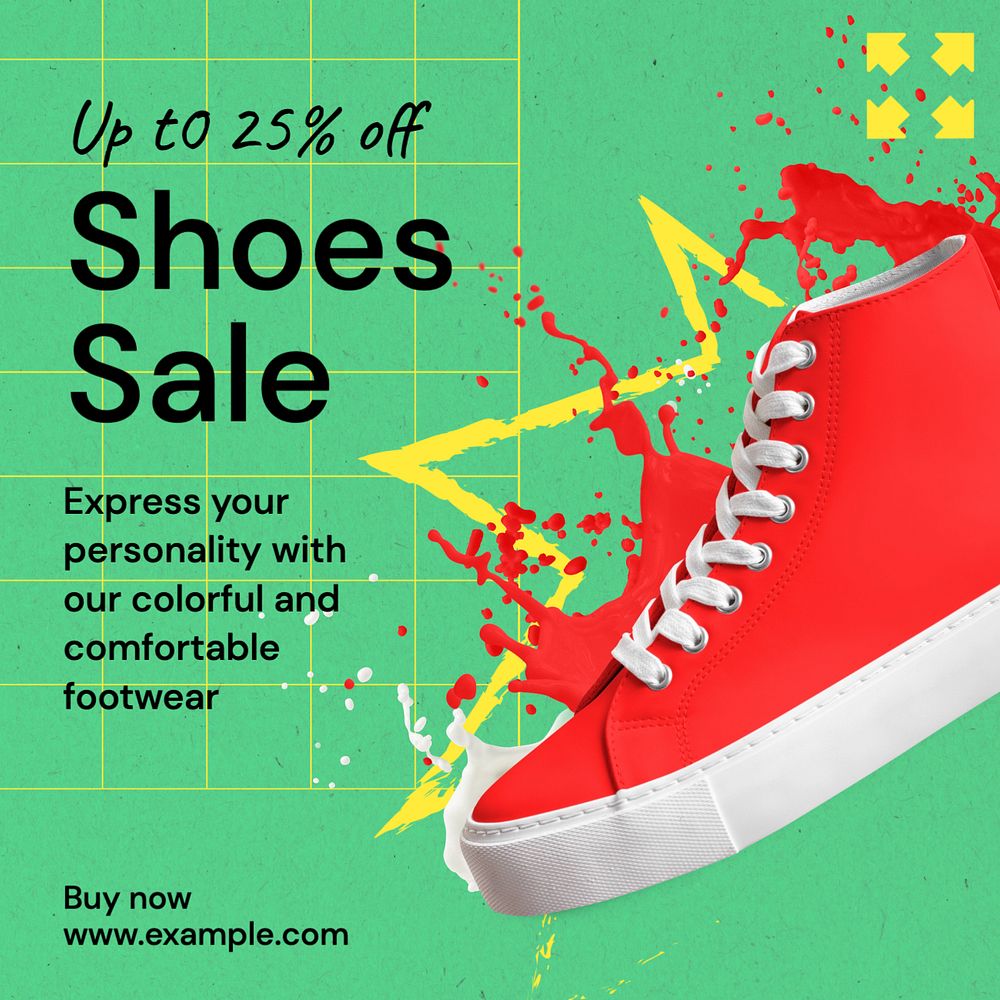 Shoes sale Instagram post template, editable text