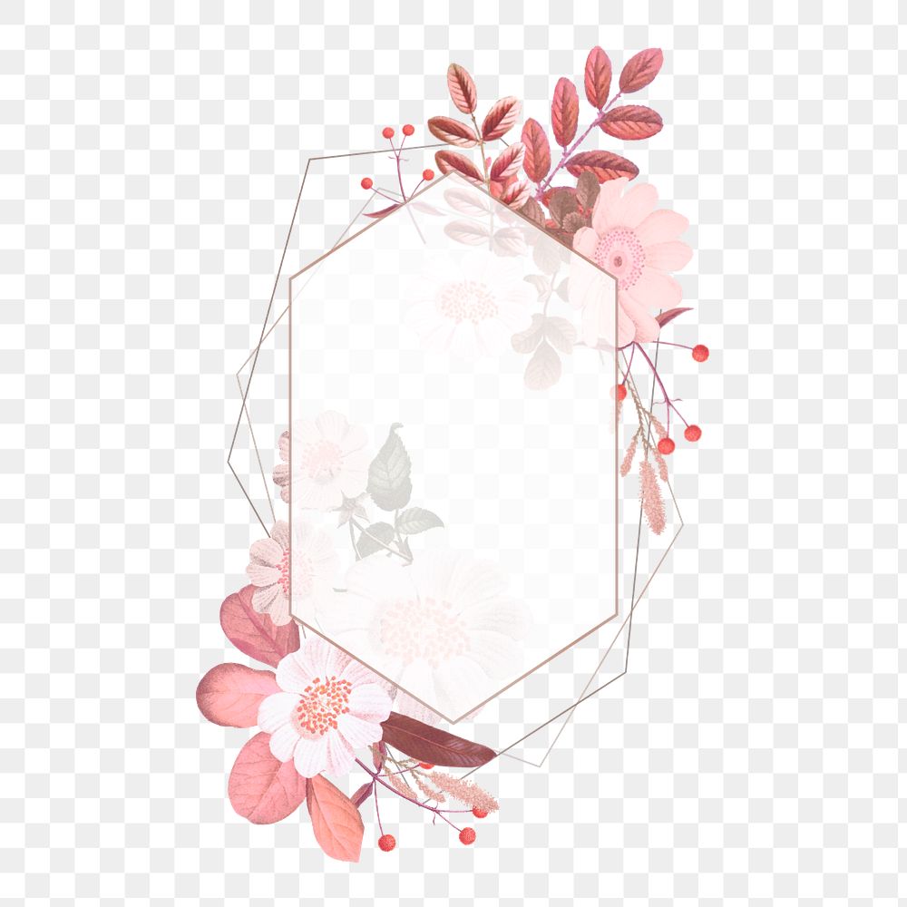 Flower frame png element, editable design