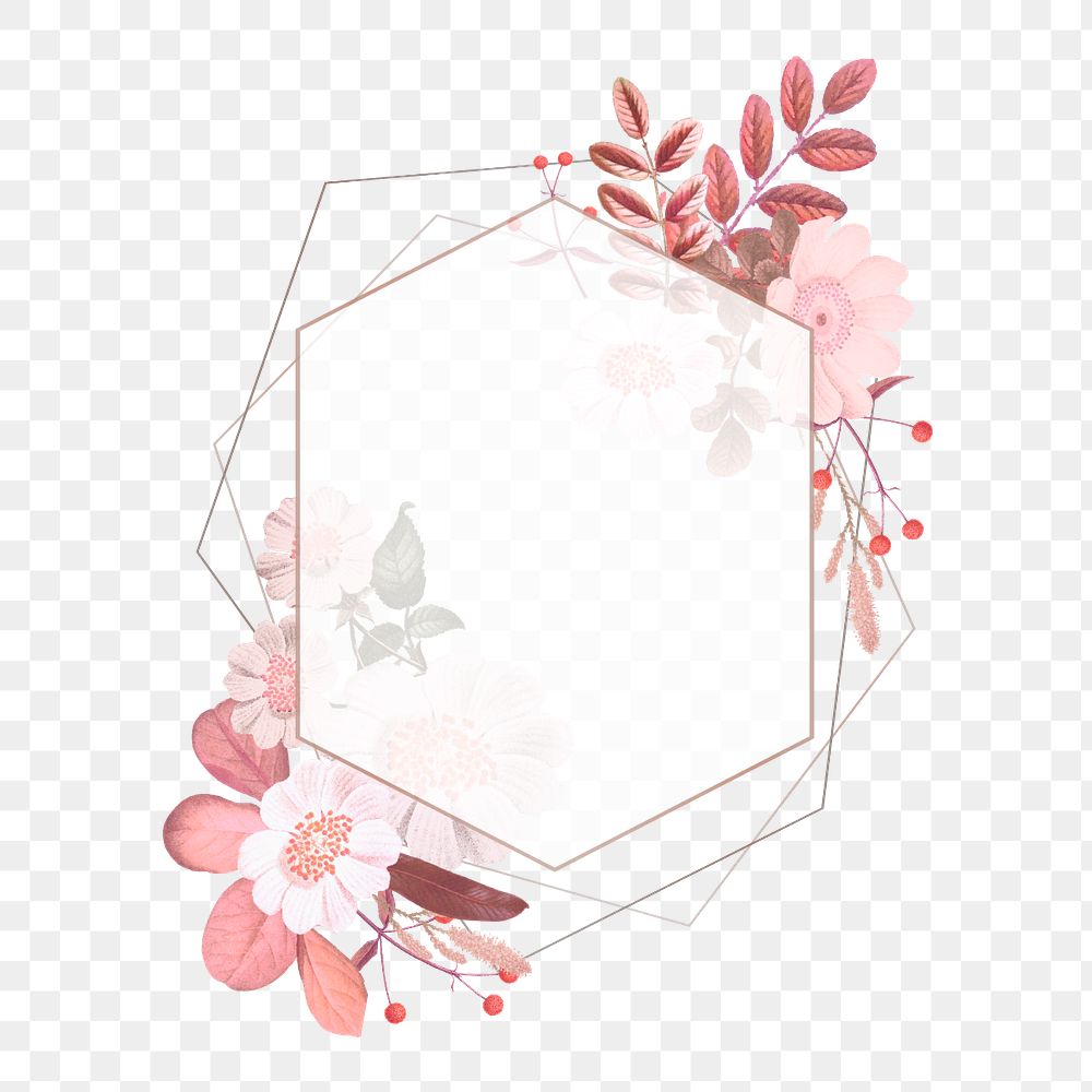 Flower frame png element, editable design