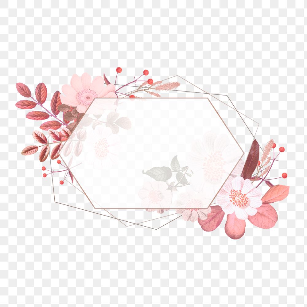 Flower frame png element, editable design