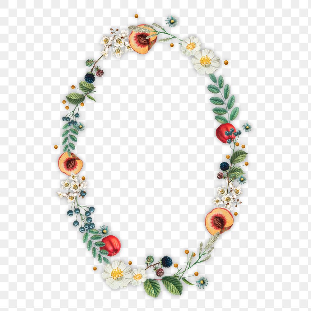 Botanical wreath png element, frame, editable design