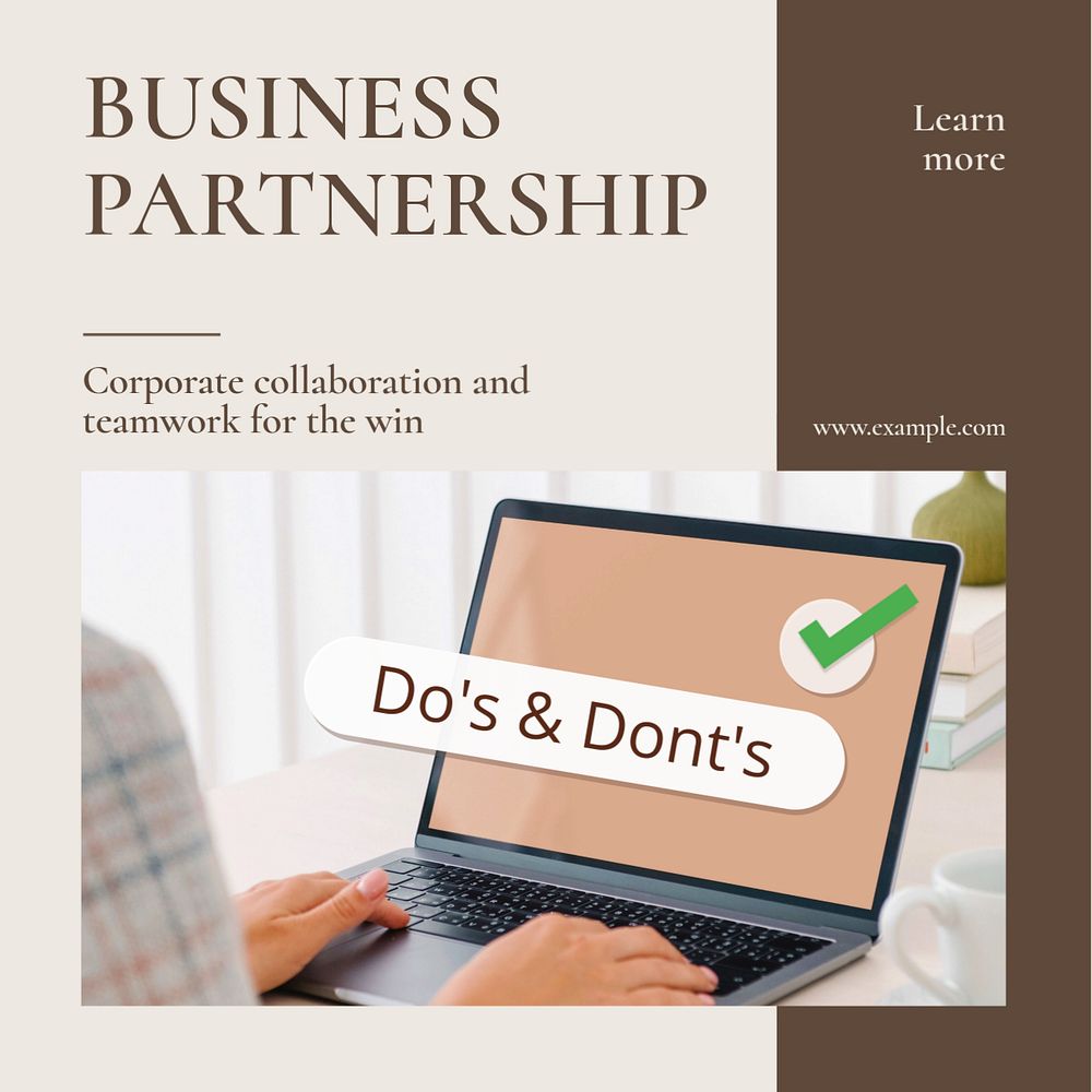 Business partnership Instagram post template, editable text