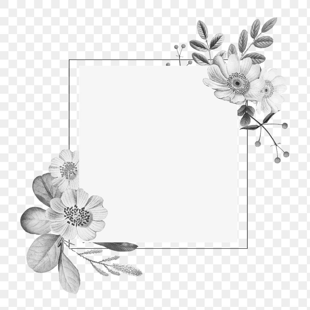 Vintage flower png element, frame, editable design