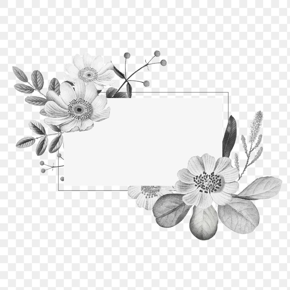 Vintage flower png element, frame, editable design