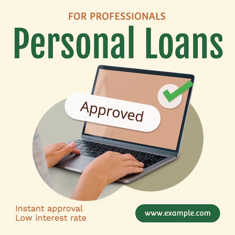 Personal loans Instagram post template, editable text