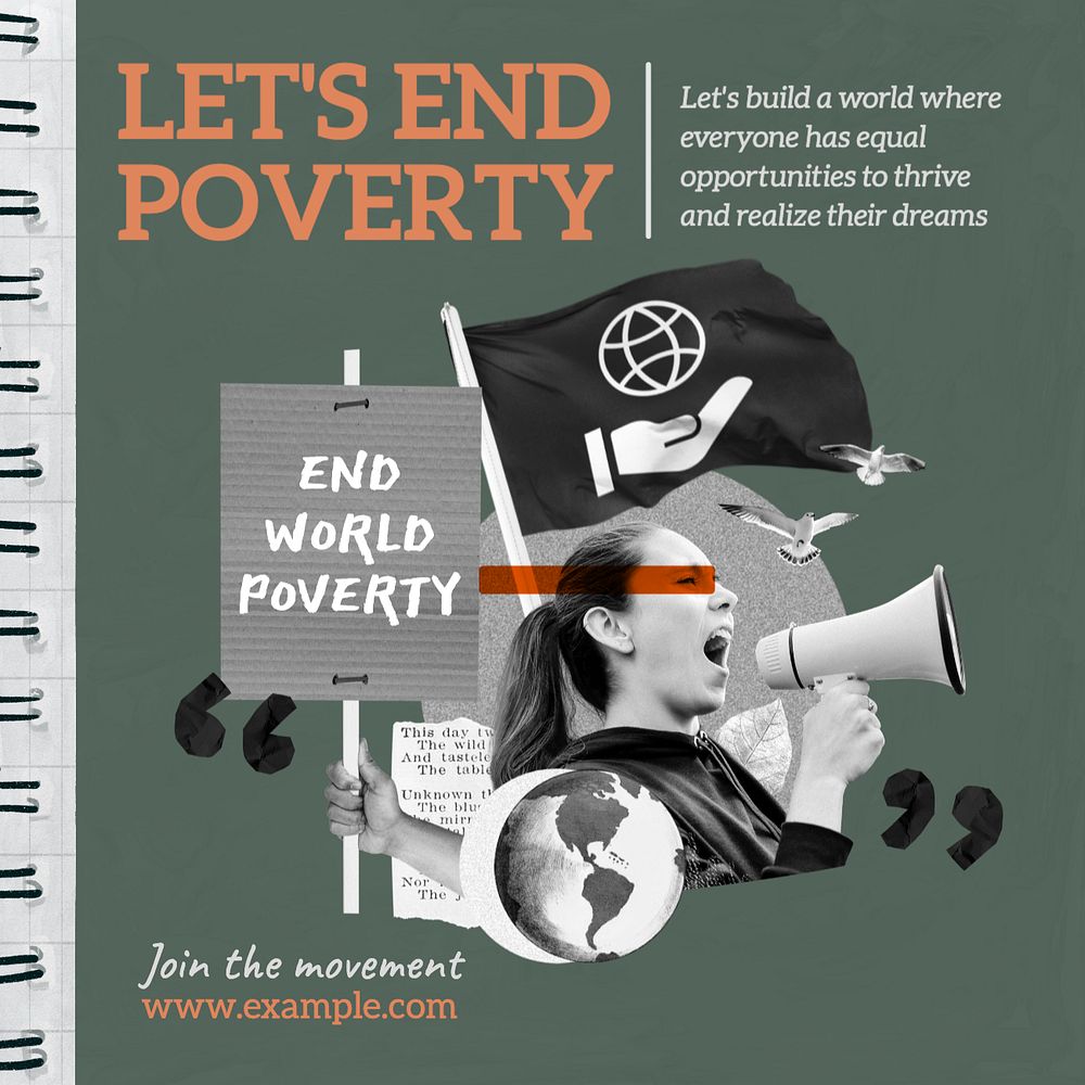 End poverty Instagram post template, editable text