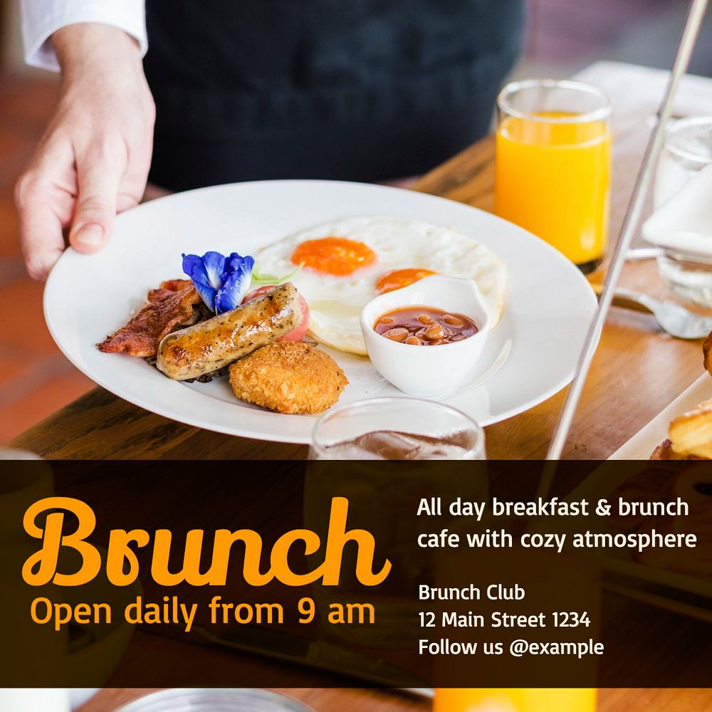 Brunch Instagram post template, editable text