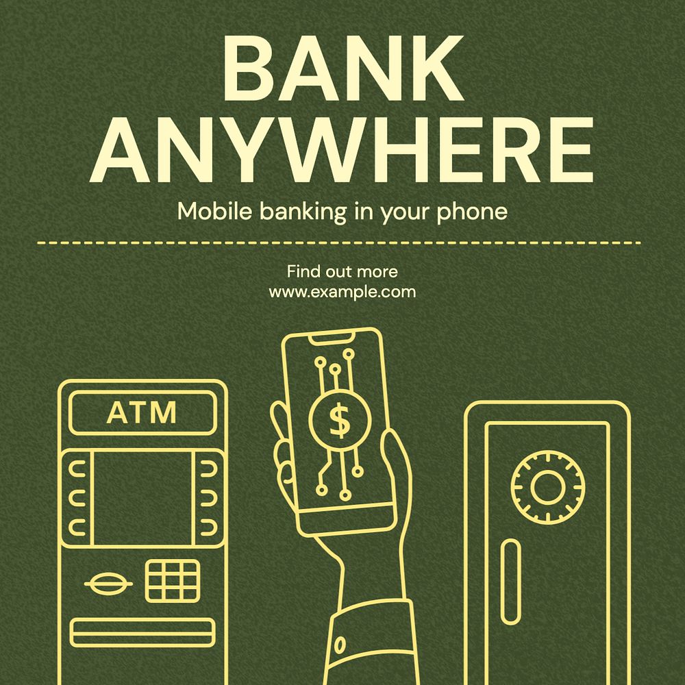 Bank anywhere Instagram post template, editable text