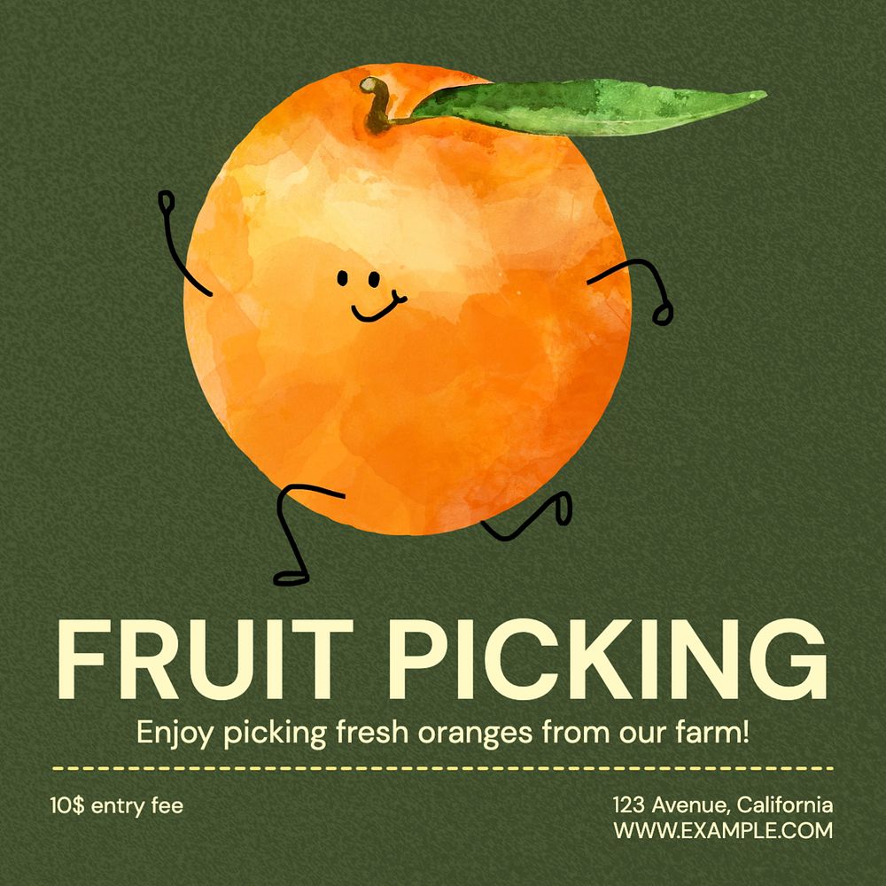 Fruit picking Instagram post template, editable text