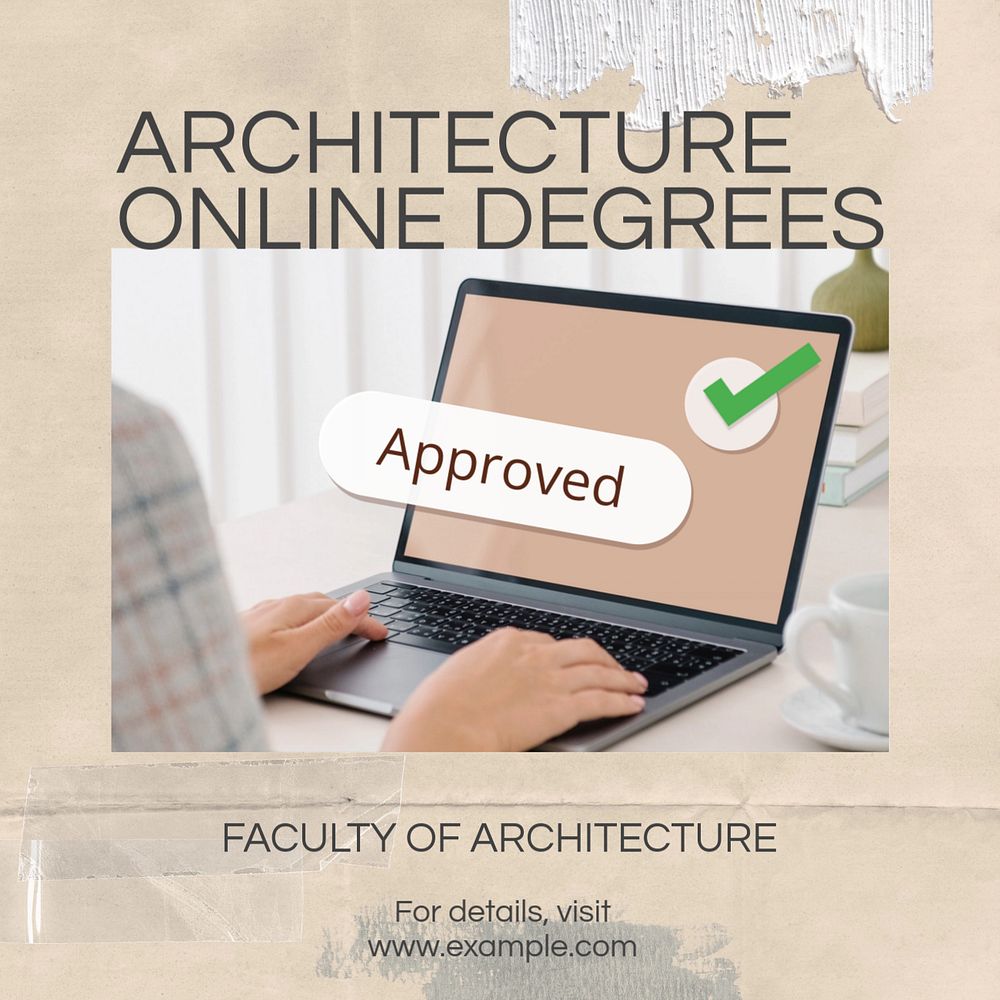 Architecture online degrees Instagram post template, editable text