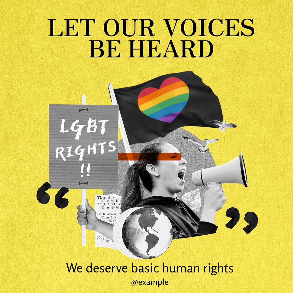 LGBTQ rights Instagram post template, editable text