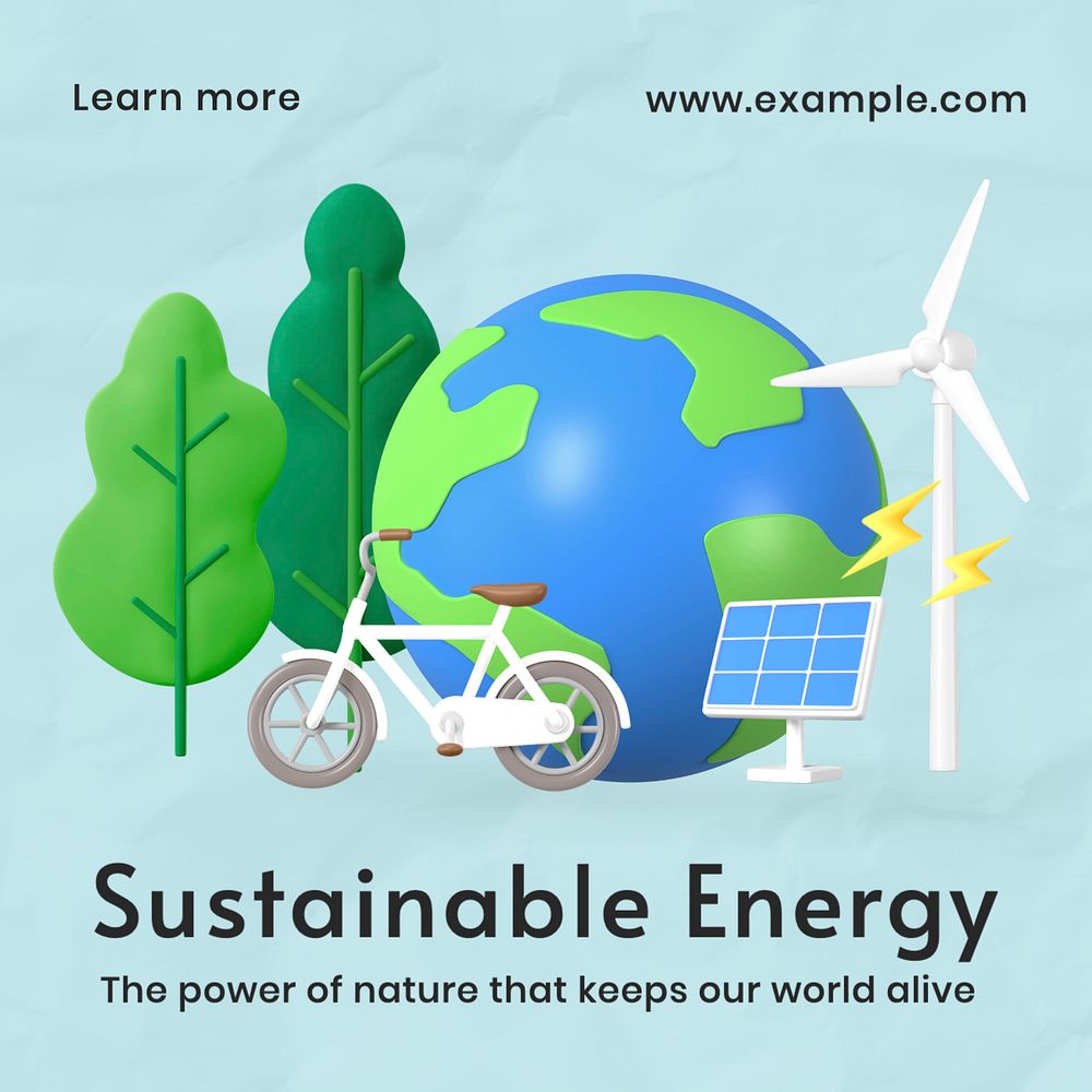 Sustainable energy  Instagram post template, editable text