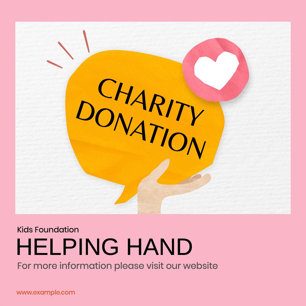 Charity foundation Instagram post template, editable text