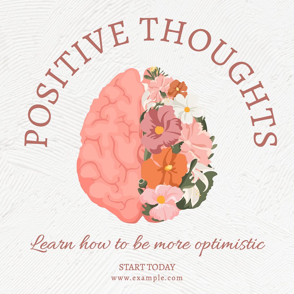 Positive thoughts Instagram post template, editable text