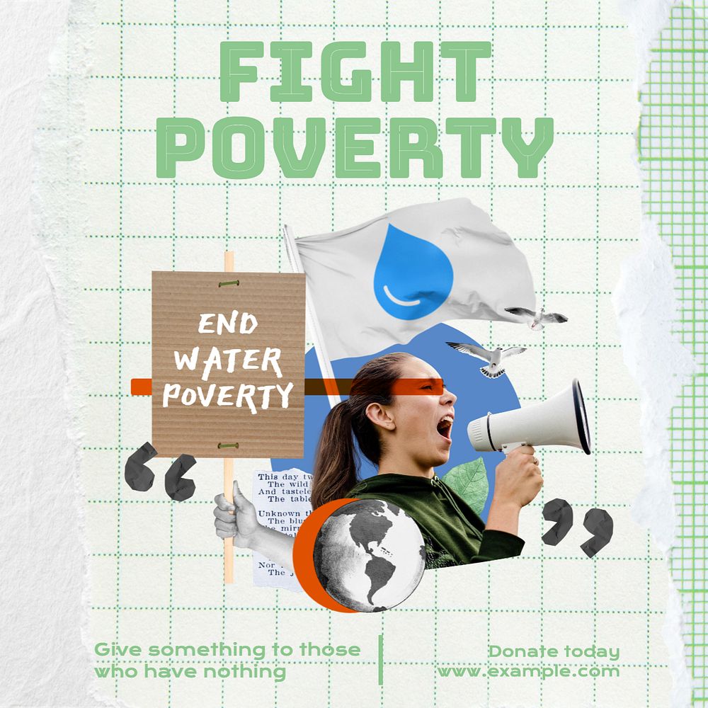 Fight poverty Instagram post template, editable text