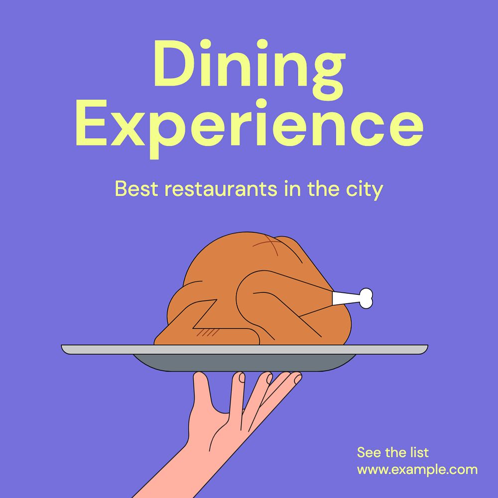 Dining experience Instagram post template, editable text