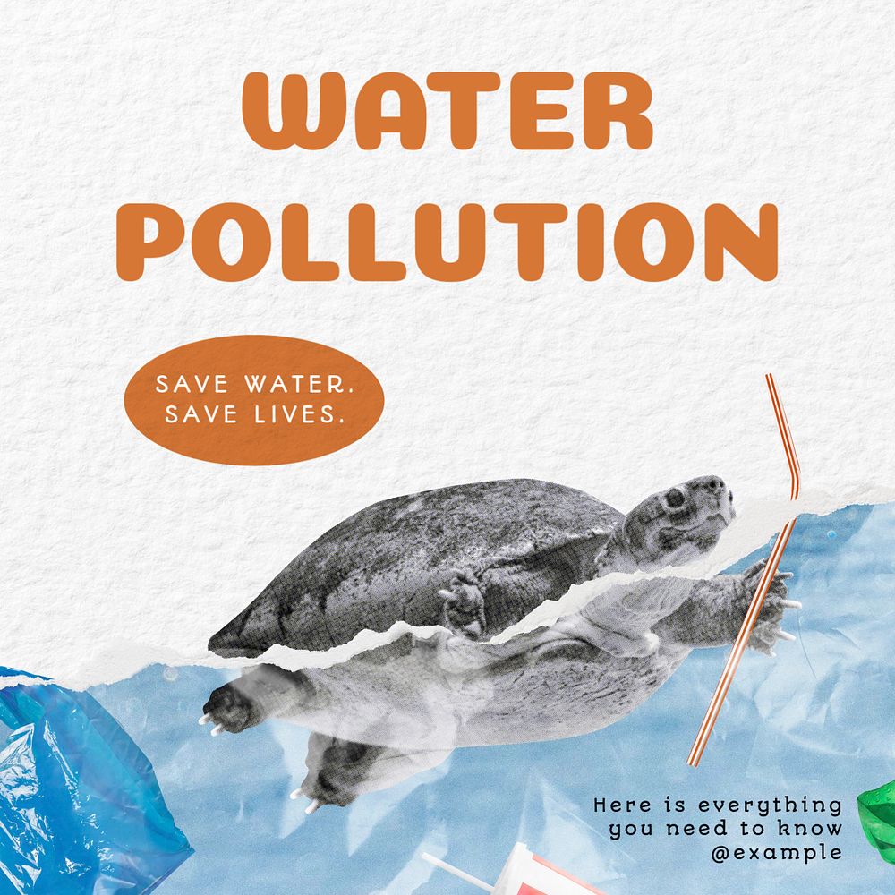 Water pollution Instagram post template, editable text