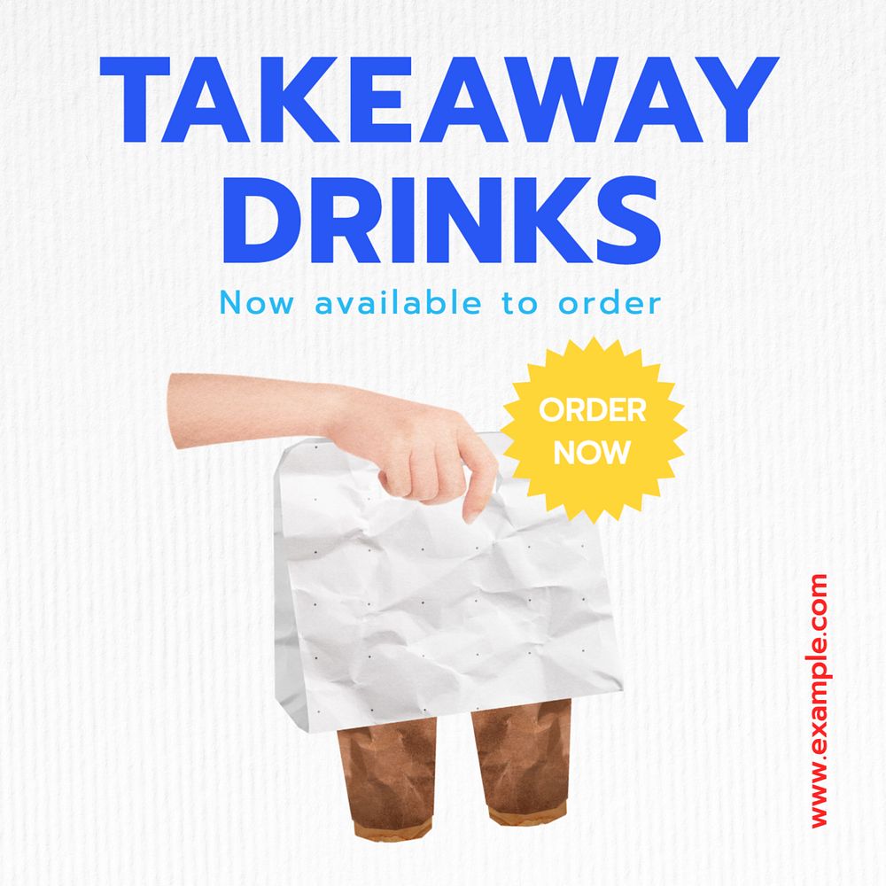 Takeaway drinks  Instagram post template, editable text