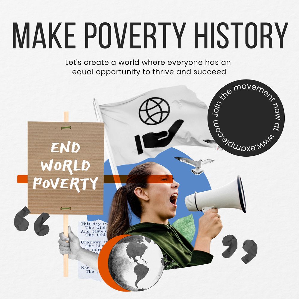 End poverty Instagram post template, editable text