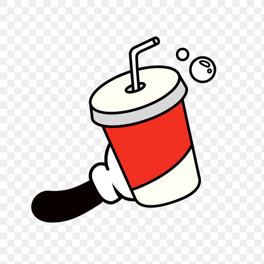 Soda cup png, beverage line art illustration, editable design