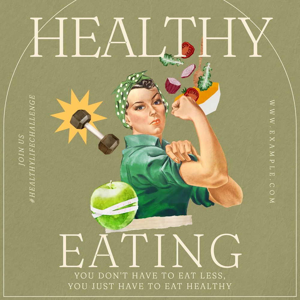 Healthy eating Instagram post template, editable text